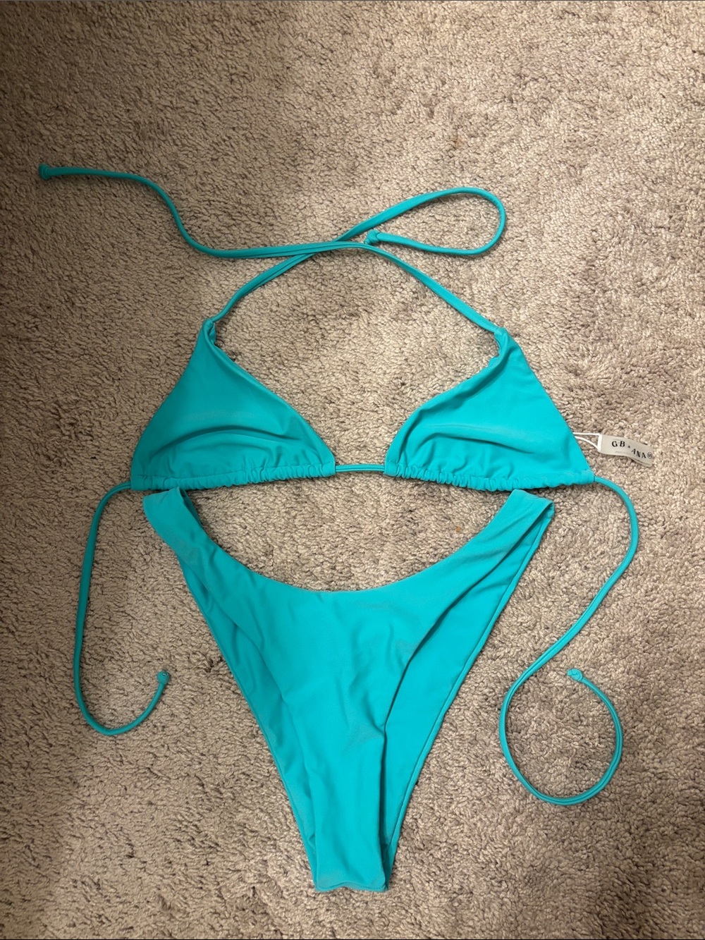 Grey Bandit x Ana Turquoise Triangle String Bikini Set